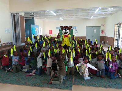 Danny Cat on a road youth safety campaign