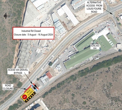 Notice of a temporary deviation of industrial road where it intersects with louis fourie road