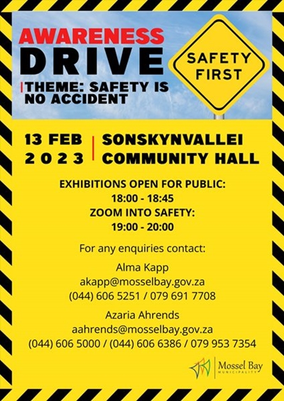 Road safety awareness drive in Sonskynvallei