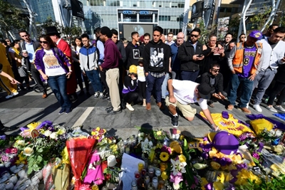 Kobe Bryant fans pay tribute to the late star