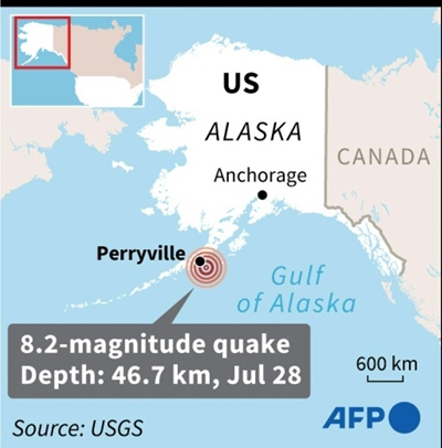 8.2 magnitude earthquake off Alaskan peninsula, tsunami warning