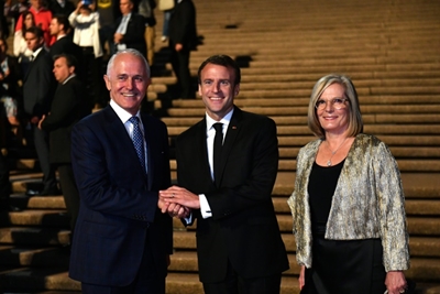 Macron praises Aussie leader's 'delicious' wife