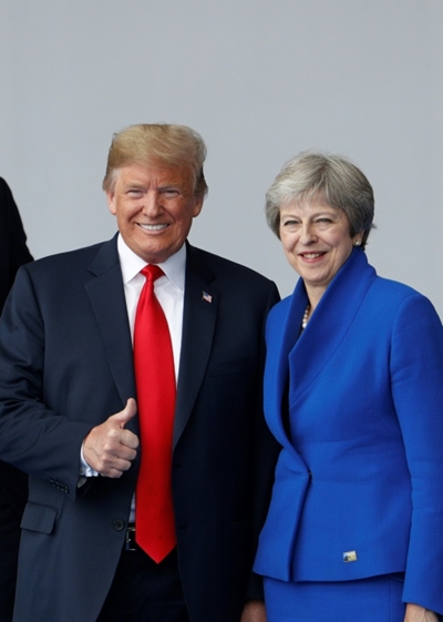 Trump, en route to London, stokes Britain's Brexit turmoil