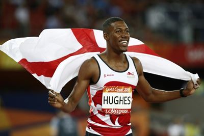 Britain's Hughes wins 100m crown at Boston Games