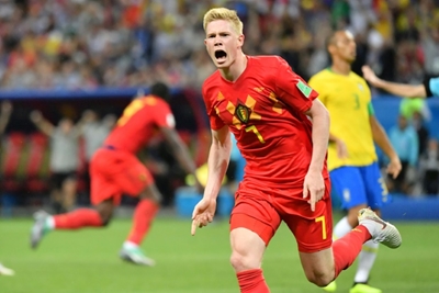 Belgium lead World Cup favourites Brazil 2-0 at half-time