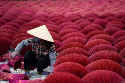 Vietnam's 'incense village' blazes pink ahead of lunar new year 