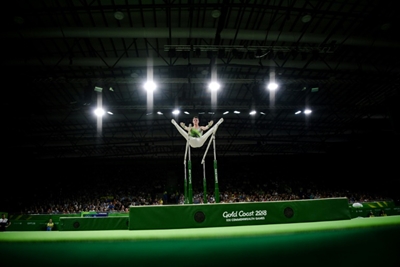 Commonwealth champion gymnast training in back garden