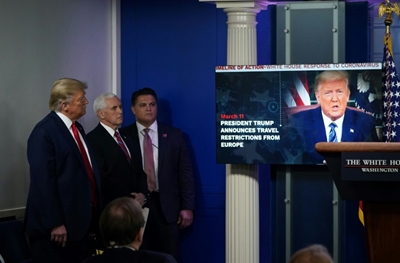 Trump airs video slammed as propaganda at virus briefing