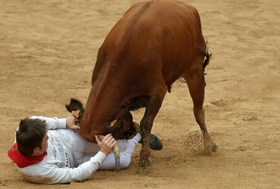 One gored, four hurt on day one of famed Spanish bull run 