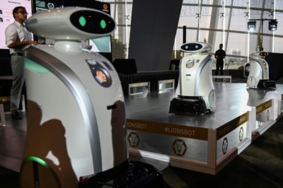 Friendly robots spruce up Singapore