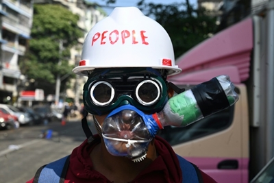Myanmar security forces fire on anti-coup protesters