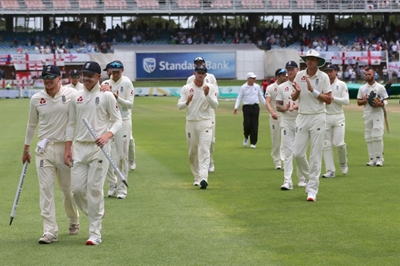 England celebrate innings win over South Africa 
