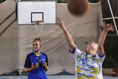 Gaza's first woman basketball referee hits the court