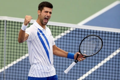 Djokovic in action on day one at US Open bubble