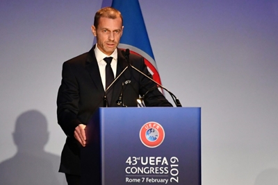Unopposed Ceferin re-elected as UEFA president