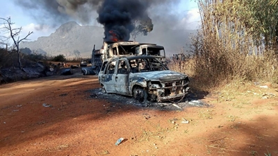 Burnt remains of dozens of people found in charred vehicles in Myanmar: monitor