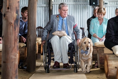 A man, his dog and a cat