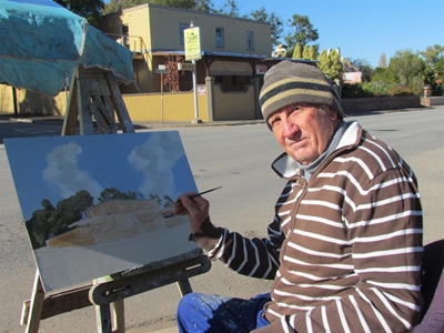 Travelling artist at work