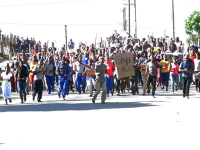 Angry protesters stop evictions