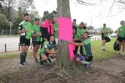 Pink Trees and Wessa take hands