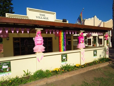 Slow town comes out in pink