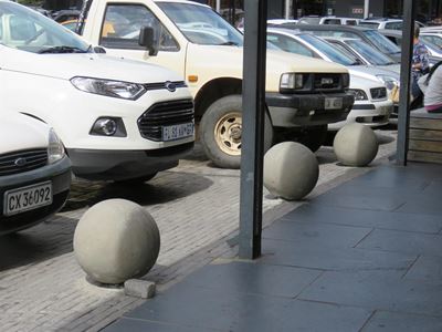 Concrete balls damage vehicles