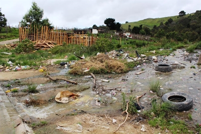 Sewage water streaming from drain