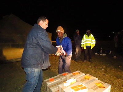 Firefighters receive supplies
