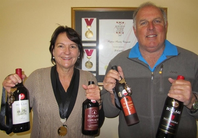 Dubbelgoud vir Boplaas rooiwyn en port
