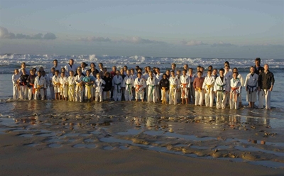 Karate camp on the beach