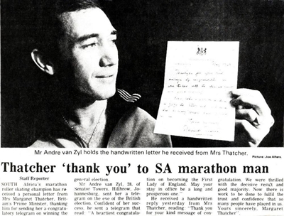 A letter from Margaret Thatcher