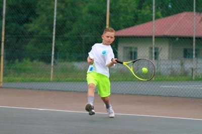 Champions on tennis court