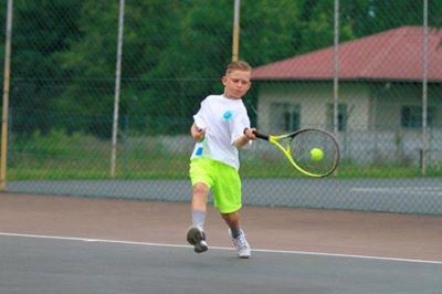 Champions on tennis court