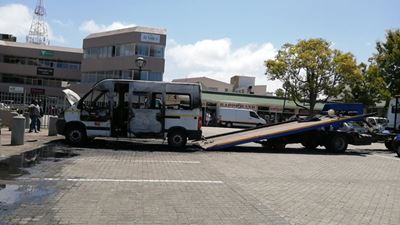 Minibus up in flames in CBD