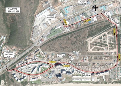 Notice of intersection closure at louis fourie road and beach blvd east