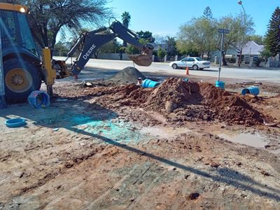 Repair in progress at Pauline Smith intersection
