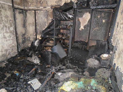 Fire destroys inside of home