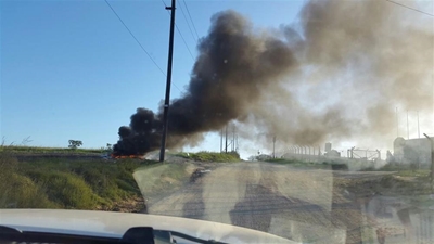 Tyre burning causes a stink