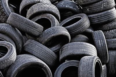 Collection of used tyres ends