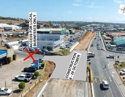 Notice of Bally Crescent closure on Louis Fourie Road