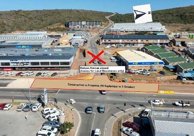Notice of Watson Street landside closure on Louis Fourie Road