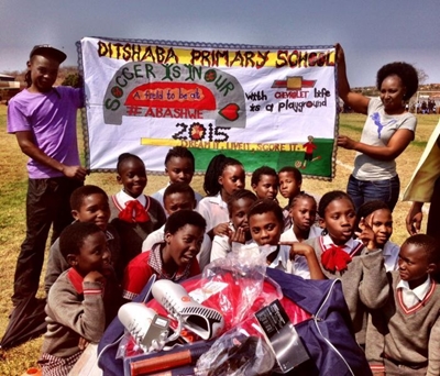 The Chevrolet Ute Force plays soccer with the children of Mabopane