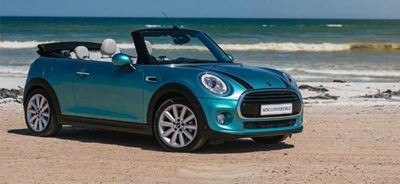 Topless cruising in the Mini cabriolet