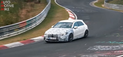 Mercedes-AMG A45 slowly shedding its disguise at the ‘Ring