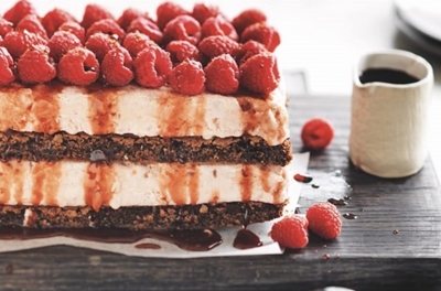Raspberry ice-cream brownie stack recipe