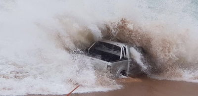 Bakkie goes for early morning swim