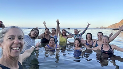 Women braving cold sea waters for solstice plunge