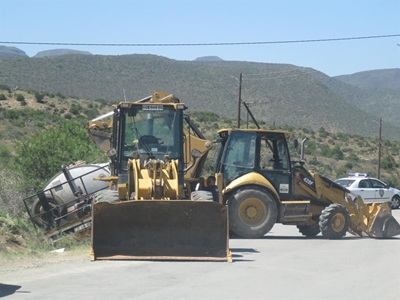 Water truck ends up in ditch