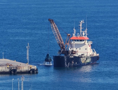 Grab dredger at work for next two weeks