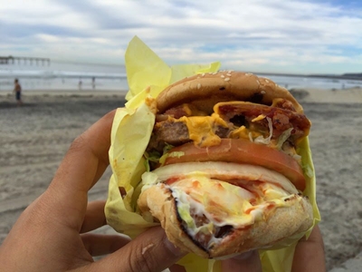 Enjoy burgers on the beach